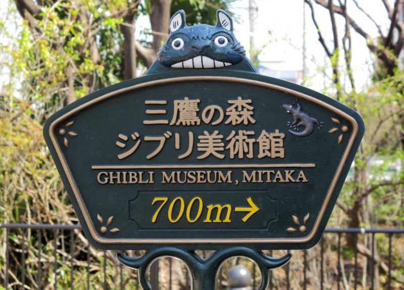Panneau vers le musée Ghibli depuis la gare de Mitaka