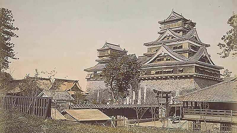 Kumamoto castle keep between 1871 and 1874