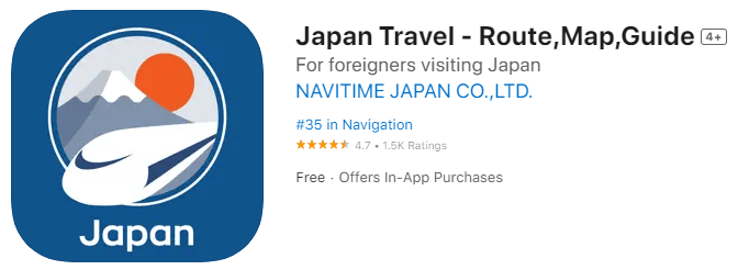 App Navitime to travel around Japan
