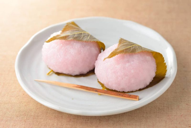 Sakura-mochi, a traditional japanese dish.