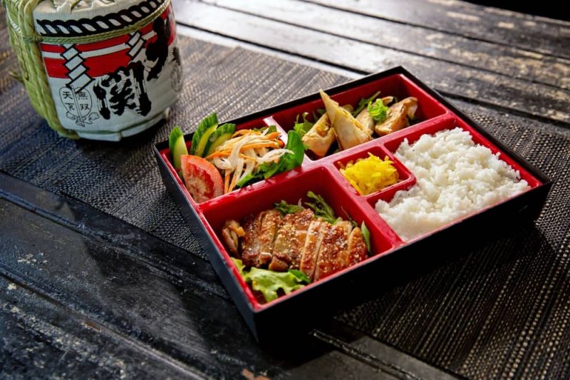 Bento box in a typical japanese restaurant.